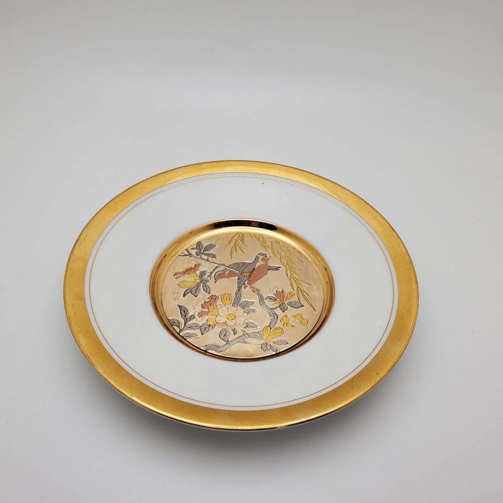 Collective The Art Of Chokin 24KT Gold Edge Japan 6" Decorative Bird Plate